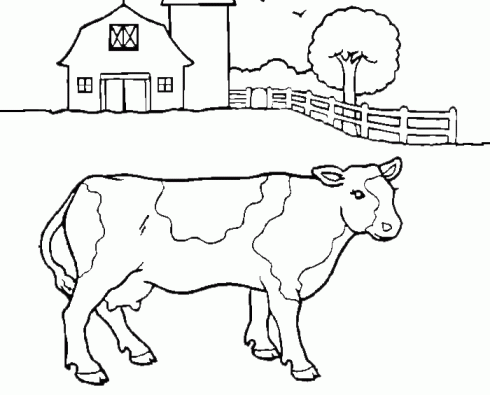 dessin de vache,ferme,paturage,coloriage,ligne