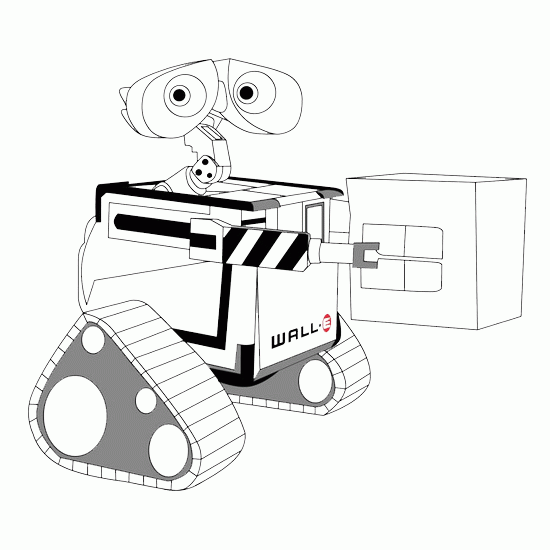 dessin de wall,e,boite,robot,pixar,chenille
