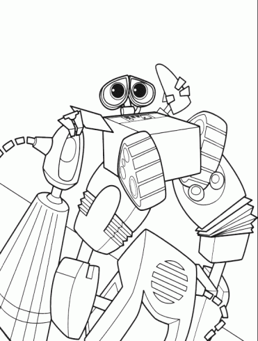 dessin de wall,e,colorier,ligne,dessin,anime