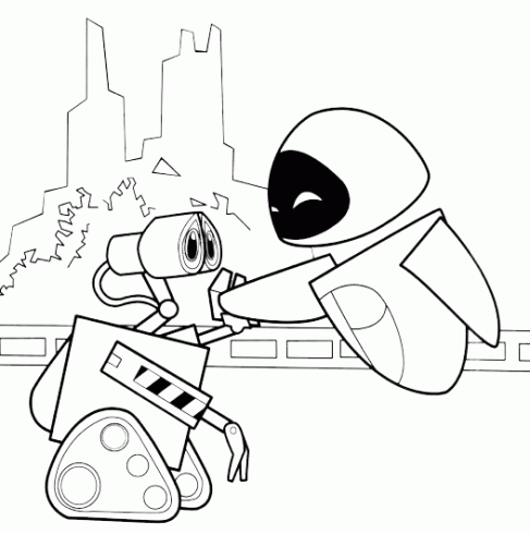 dessin de wall,e,colorier,ligne,dessin,robot