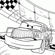 Un nouveau dessin de Cars  colorier en ligne ou  imprimer. C'est le drapeau  damier lors du dernier tour, mais quelle voiture va gagner la course? Un dessin de Cars parmis les plus jolis coloriages  retrouver sur ce site. 