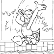 Donald fait un plongeon dans la piscine sur ce dessin. Un trs joli coloriage de Donald  colorier en ligne. Le canard  l'air content de sauter dans cette piscine sur cette image car il doit faire chaud dehors pendant les vacances d't.