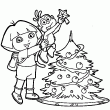 coloriage Dora - tags: Dora,babouche,decore,sapin,noel