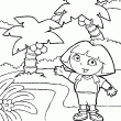 Un nouveau dessin de Dora et Sac  Dos  colorier en ligne. Dora est dans la fort avec son sac  dos. Aide Dora  retrouver son chemin avec ce coloriage en ligne.