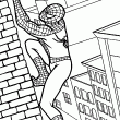 Un nouveau coloriage en ligne de Spiderman. Il se ballade au dessus des toits des immeubles grce  ses toiles d'araignes. Colorie ce dessin de Spiderman en ligne ou sur papier.