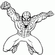 Un nouveau dessin de Spiderman  colorier en ligne. Sur ce coloriage Spiderman s'apprte  bondir et  lancer sa toile d'araigne pour arrter les voleurs.