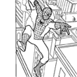 Voici un coloriage de Spiderman l'homme araigne qui volent au dessus des grattes-ciel en tissant sa toile  la poursuite des mchants.