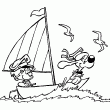 Un coloriage de vacances avec ce bateau  colorier. Un joli petit voilier qui navigue sur les flots. Retrouve Boule et Bill dans ce coloriage de vacances  la mer.