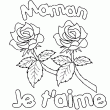 Les plus jolis coloriages pour la fte des mres  colorier en ligne ou  imprimer. Un dessin de roses avec un message d'amour, le plus beau des cadeaux pour la fte des mamans.