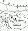 Mais que se passe-t-il? un pneu explose ... pauvre flash mcqueen. un coloriage pour enfants de cette pauvre voiture de course! un nouveau dessin pour enfant  colorier maintenant de suite pour s'amuser comme un grand!