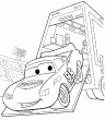 Aller les enfants un coloriage de car  colorier en ligne. La fameuse voiture de course sort de son camion de transport et se prpare pour la course. Ralise un joli coloriage avec ce dessin et amusez-vous bien