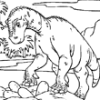 Un dessin de dinosaure  colorier en ligne. Sur cette image, tu verras un dinosaure qui protge son nid avec des oeufs de bbs dinosaures. Un trs joli coloriage de dinosaure  faire en ligne.