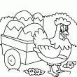 Un dessin de pques  colorier avec une poule qui dpose les ufs en chocolat qu'elle tire dans une grande charrette. Bienvenue sur le site des plus beaux coloriages et illustrations de pques