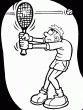 Mais que ce passe-t-il sur ce terrain de tennis, voil une balle bien puissante qui traverse la raquette du joueur. c'est un bien drle de dessin  colorier que voil!