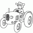 Un dessin de tracteur, un coloriage de vhicule de la ferme. Un coloriage de fermier sur son tracteur  colorier en ligne ou  imprimer.