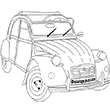 Un nouveau coloriage de 2cv Citron. Un dessin de voiture  colorier en ligne ou  imprimer. Une 