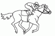 Il faut tre un bon cavalier pour tenir sur un cheval de course au galop comme le fait ce jockey l. De quel couleur vas-tu colorier ce cheval?