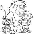 Un nouveau coloriage de Dora avec ses amis. Sur ce dessin  colorier en ligne tu retrouveras Dora avec ses amis le singe et le lion. Un superbe nouveau dessin de Dora  colorier en ligne.