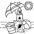 coloriage ete - tags: dessin,chateau,sable,mer,plage