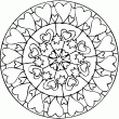 Un coloriage de coeurs dans une rosace. Un joli dessin  colorier en ligne avec ces coeurs incrusts dans ce cercle. Tu peux de servir de ce coloriage de coeurs pour faire une carte afin d'crire un mot  la personne que tu aimes.