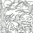 Un nouveau dessin pour Halloween  colorier en ligne. Avec ce coloriage effrayant de montres et de fantmes  colorier en ligne ou  imprimer. Une atmosphre terrifiante sur ce dessin d'halloween, de quoi donner des frissons dans le dos. Bon coloriage d'Halloween les enfants.