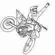 Un nouveau dessin de motocross freestyle  colorier en ligne. Un super coloriage d'un pilote de motocross qui ralise un magnifique saut. Tu peux colorier ce dessin de motocross freestyle en ligne ou imprimer cette image de moto pour la clorier sur papier.