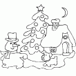 Un nouveau dessin de Nol  colorier en ligne avec ce nouveau coloriage gratuit de Nol. Un dessin avec un paysage de Nol rempli de neige un sapin dcor de boule et un bonhomme de neige qui promne un petit chien. Amuse toi bien avec ces coloriages de Nol gratuit en ligne ou  imprimer.