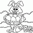 Un nouveau dessin de pques  colorier avec un lapin qui apporte des ufs en chocolats. Voici de quoi occuper les enfants avec un joli dessin de pques  colorier