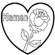 Un superbe dessin pour la fte des maman avec une rose encadre dans un coeur  colorier. Une jolie fleur  colorier en ligne ou   imprimer pour faire une carte pour la fte des mres. Un joli dessin de coeur  offrir  maman.