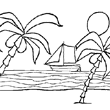 coloriage ete - tags: dessin,vacances,mer,plage,bateau