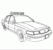 Voici le dessin d'une voiture de police impressionnante. Encore un superbe coloriage en ligne de voiture  raliser. De quelles couleurs vas-tu raliser ce coloriage de voiture de police? et su tu dessinais une toile de shrif sur la porte de la voiture pour faire comme dans les films? c'est ton coloriage, c'est toi qui dcide! 