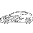 Dessin de voiture tuning - Coloriages de vhicules  imprimer  imprimer. Un super coloriage de voiture avec des flammes sur les portes  colorier en ligne ou  imprimer.