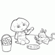 Quel splendide dessin de Dora que voila. Un nouveau coloriage en ligne de Dora l'exploratrice et Babouche qui sont en train de peindre et dcorer des oeufs de Pques. Un superbe dessin pour le plaisir des enfants  colorier en ligne ou  imprimer.