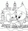 Titi et Grosminet te souhaitent un joyeux anniversaire sur ce dessin de coloriage en ligne. Ralise un superbe coloriage en ligne pour faire tes cartons d'invitation pour ton anniversaire par exemple. Amusez-vous bien! et bon anniversaire
