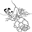 Un dessin de Pques  colorier. Sur ce nouveau coloriage de Pques tu pourras retrouver Pluto le chien de Mickey qui creuse dans le jardin  la recherche d'oeuf de Pques en chocolat. Colorie ce joli dessin de pques en ligne ou sur papier.