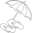 Un coloriage en ligne de vacances avec ces tongs et ce parasol. Ca sent bon l't et la mer avec ce dessin de sandale et de parasol. Amuse toi bien avec ces coloriages en ligne de parasol et de bord de mer.